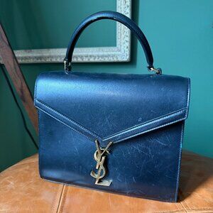 Saint Laurent Cassandra Medium Top Handle — Black Smooth Calfskin Leather